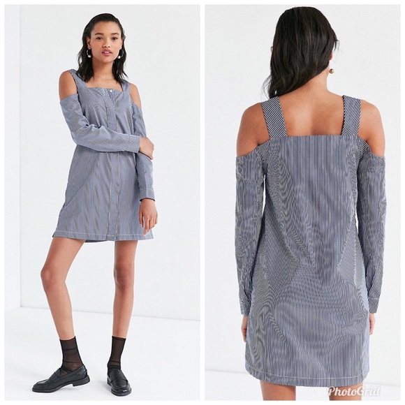 Six Crisp Days Button Down Cold Shoulder Dress - Picture 2 of 8